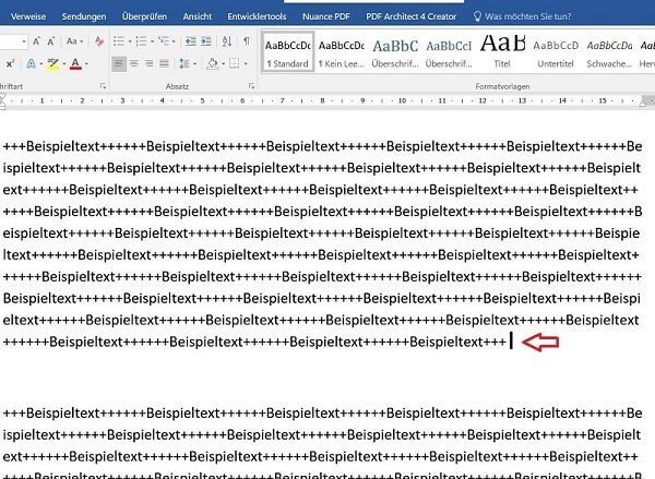 Cusor-in-Word-positionieren