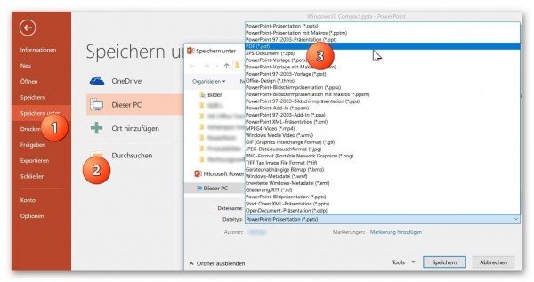 PowerPoint als PDF speichern