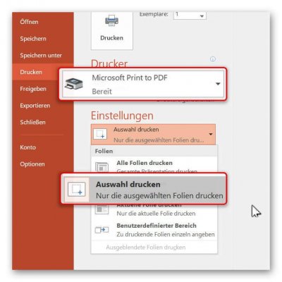 PowerPoint als PDF drucken