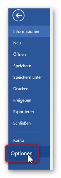 Word_Datei_Optionen Word 2016 Optionen