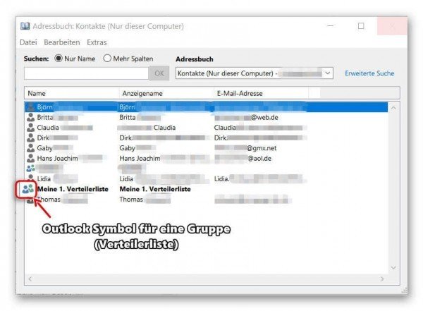 Outlook Adressbuch
