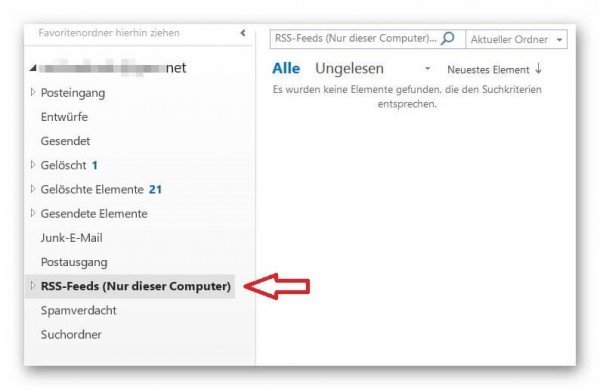 Outlook Ordner RSS-Feeds