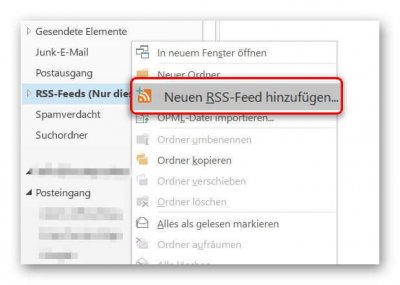 RSS-Feed in Outlook hinzufügen