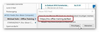 RSS-Feed in Outlook einfügen