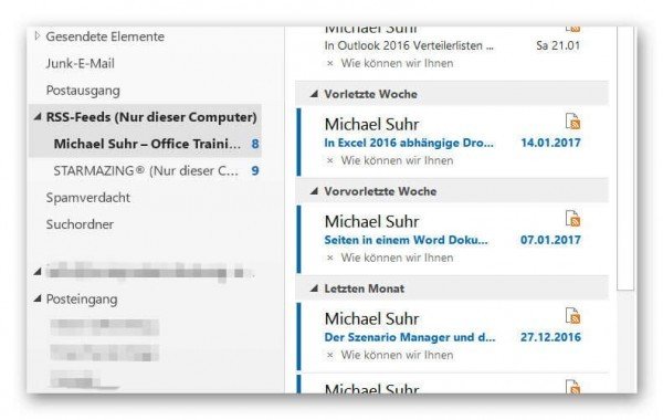 RSS-Feed in Outlook empfangen