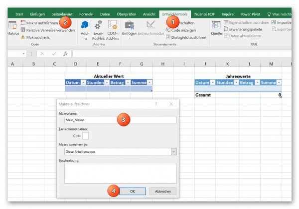 Makro in Excel aufzeichnen