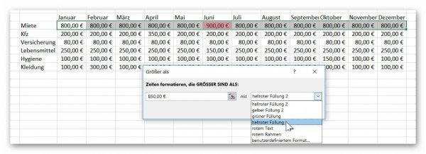 Excel Bedingte Zellformatierung festlegen