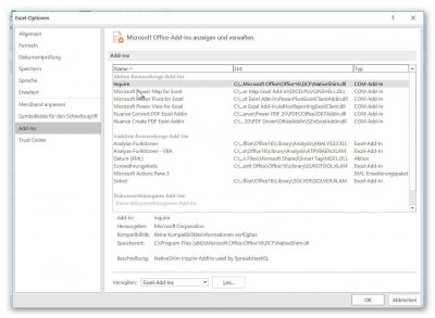 Excel Add-Ins anzeigen