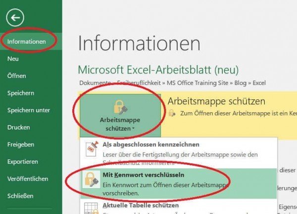 Excel Arbeitsmappe verschlüsseln