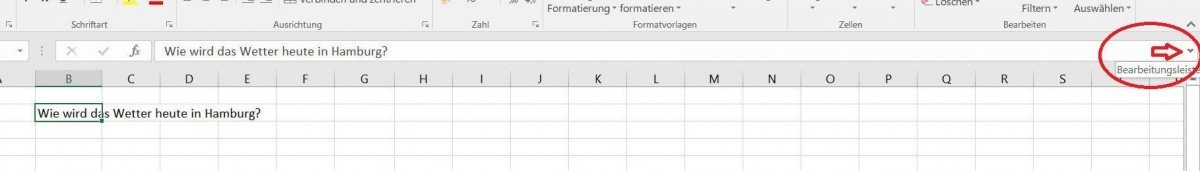 Bearbeitungsleiste in Excel anpassen