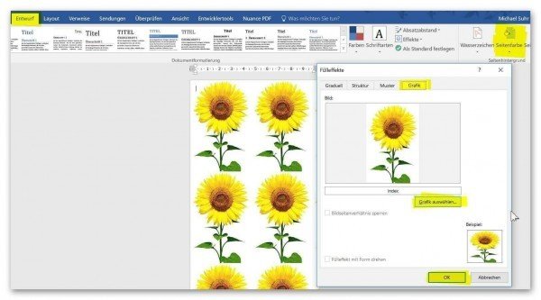 Bild als Hintergrund in Word Bild als Hintergrund in Word