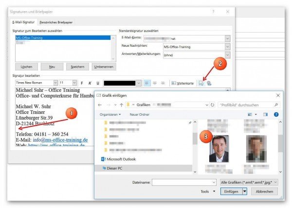 Bild in Outlook Signatur einfügen