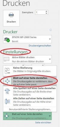Druckausgabe in Excel anpassen