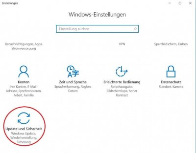 Windows 10 Einstellungsmenü