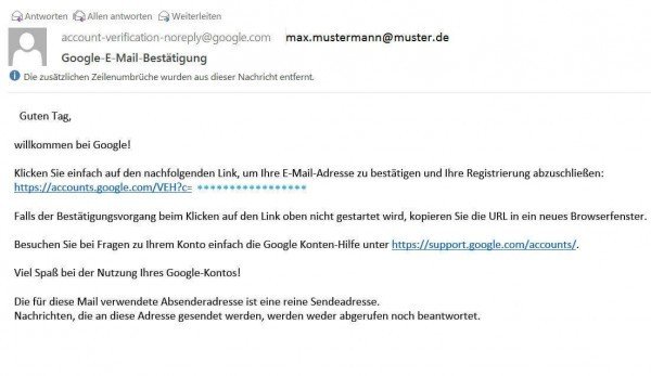 Google-Account-E-Mail-Bestätigung