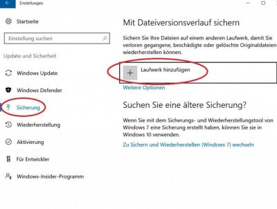 Laufwerk für Win 10 Sicherung