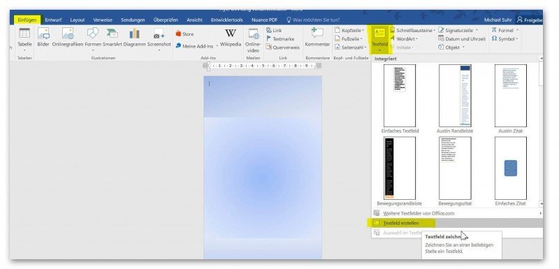 Textfelder in Word erstellen