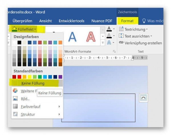 Textfelder in Word formatieren
