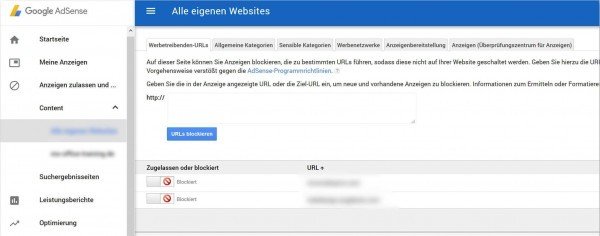 Werbetreibenden-URL sperren