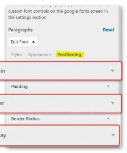 Easy Google Fonts, Abstände