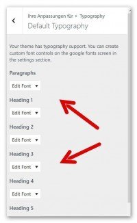 Easy Google Fonts Einstellungen