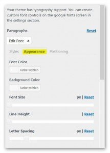 Easy Google Fonts, Farbe, Größe