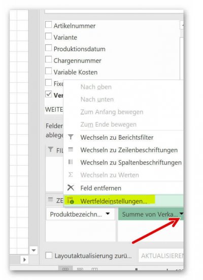 3.1 Wertfeldeinstellungen 3.1 Wertfeldeinstellungen