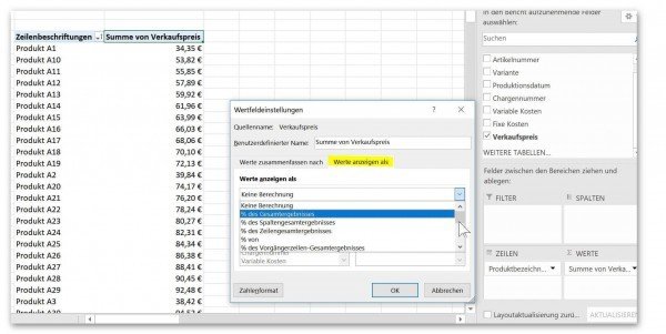 3.2 Wertfeldeinstellungen Pivot 3.2 Wertfeldeinstellungen Pivot
