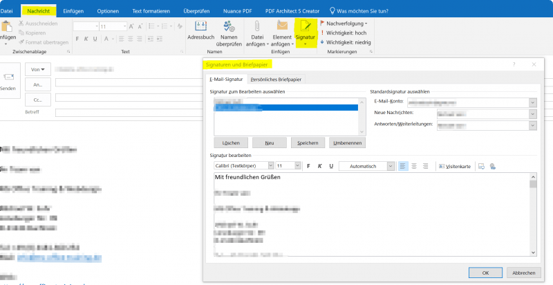 Signaturen in Outlook 2016