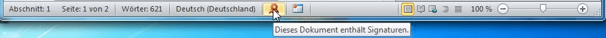 Signaturhinweis in Word