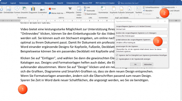Signaturzeile in Word einfügen