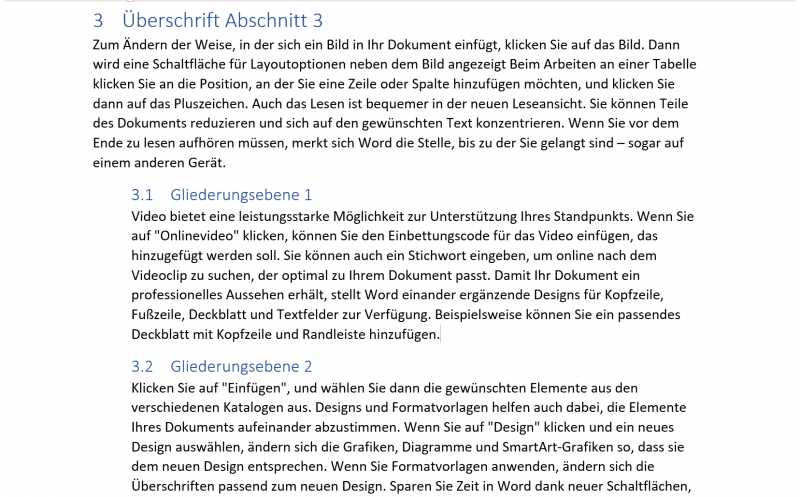 Eingerückte Überschriften in Word Eingerückte Überschriften in Word