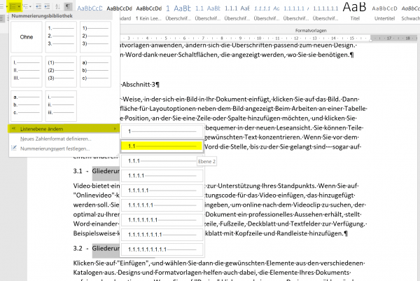 Überschrift Gliederung Schritt2