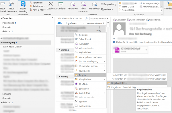 3. Regel fuer E-Mail in Outlook erstellen 3. Regel fuer E-Mail in Outlook erstellen