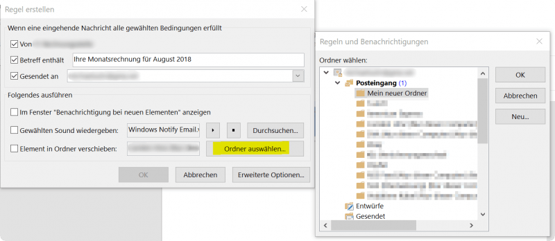 4. E-Mail Regeln in Outlook definieren 4. E-Mail Regeln in Outlook definieren