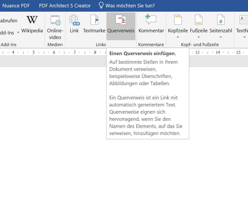 Word 2019 Querverweise