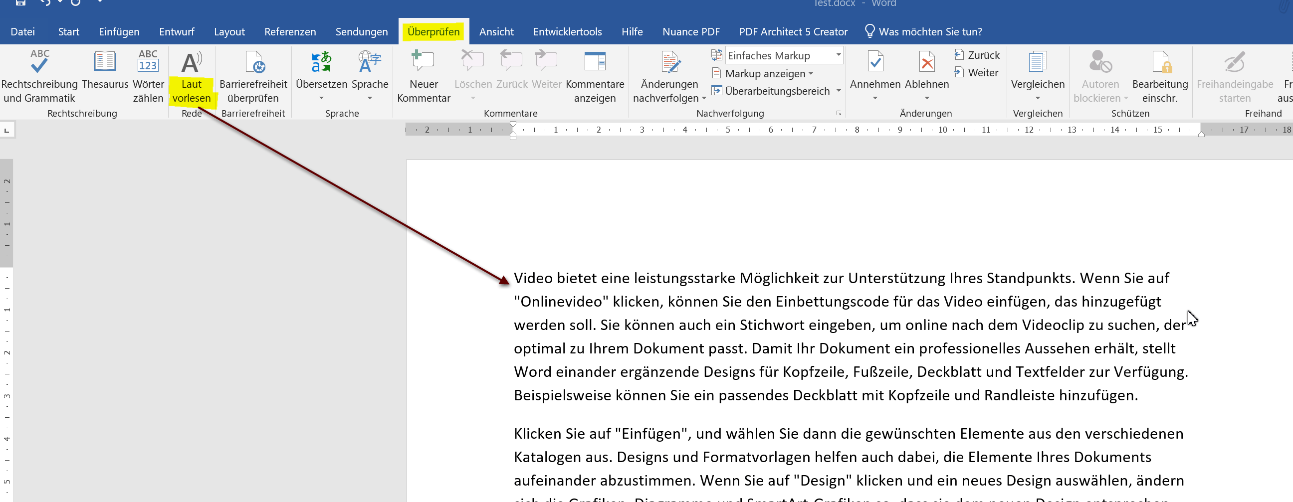 Word 2019 Laut vorlesen