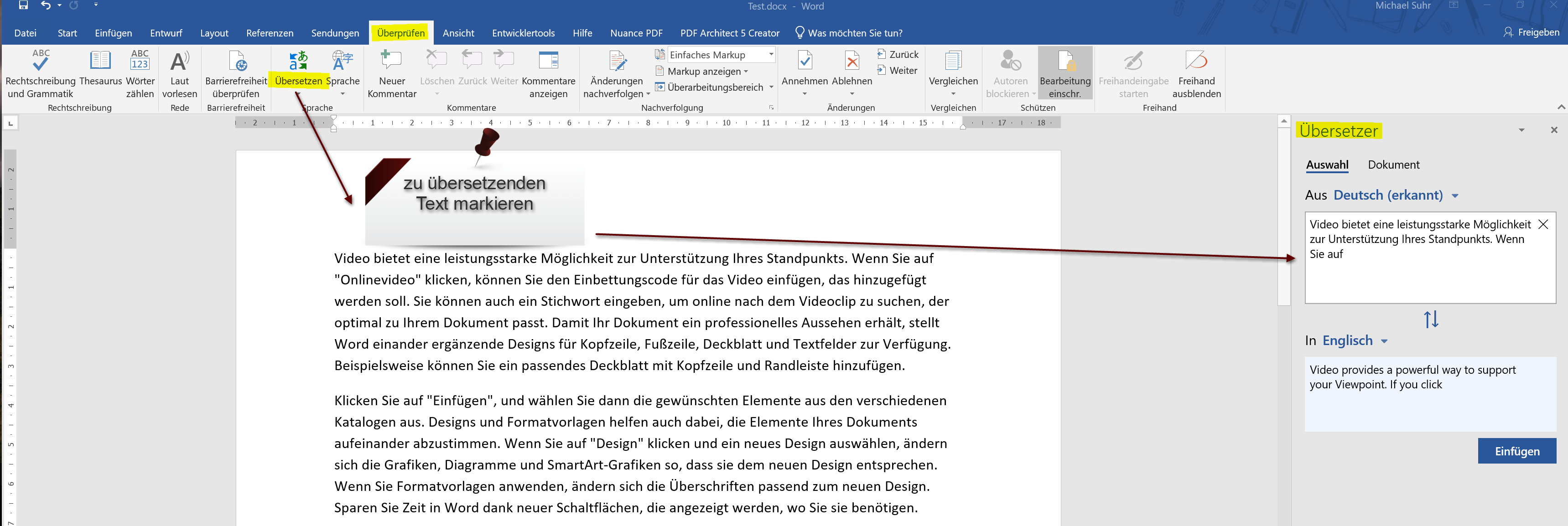 Word 2019 Übersetzer