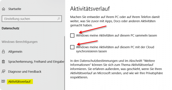 Windows 10 Aktivitätsverlauf
