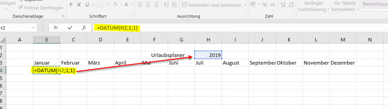 Kalenderstruktur aufbauen