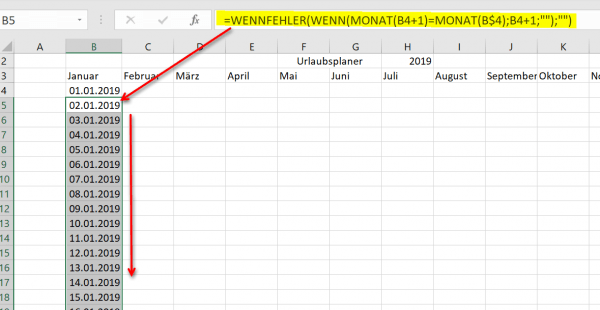 Kalenderfunktion mit WENNFEHLER