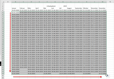 Excel Kalender Kopiersteuerung