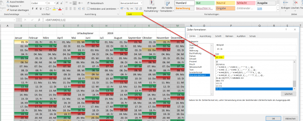 Datumswerte in Excel formatieren
