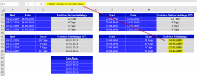 Funktion Arbeitstag in Excel