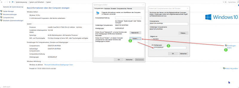 Arbeitsgruppen Name in Windows 10 aendern