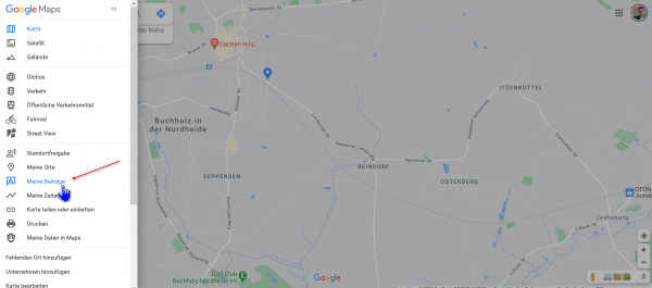 Meine Beitraege in Google Maps