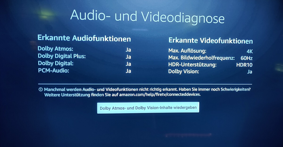 4K Fire TV MAX - Audio-und-Videodiagnose