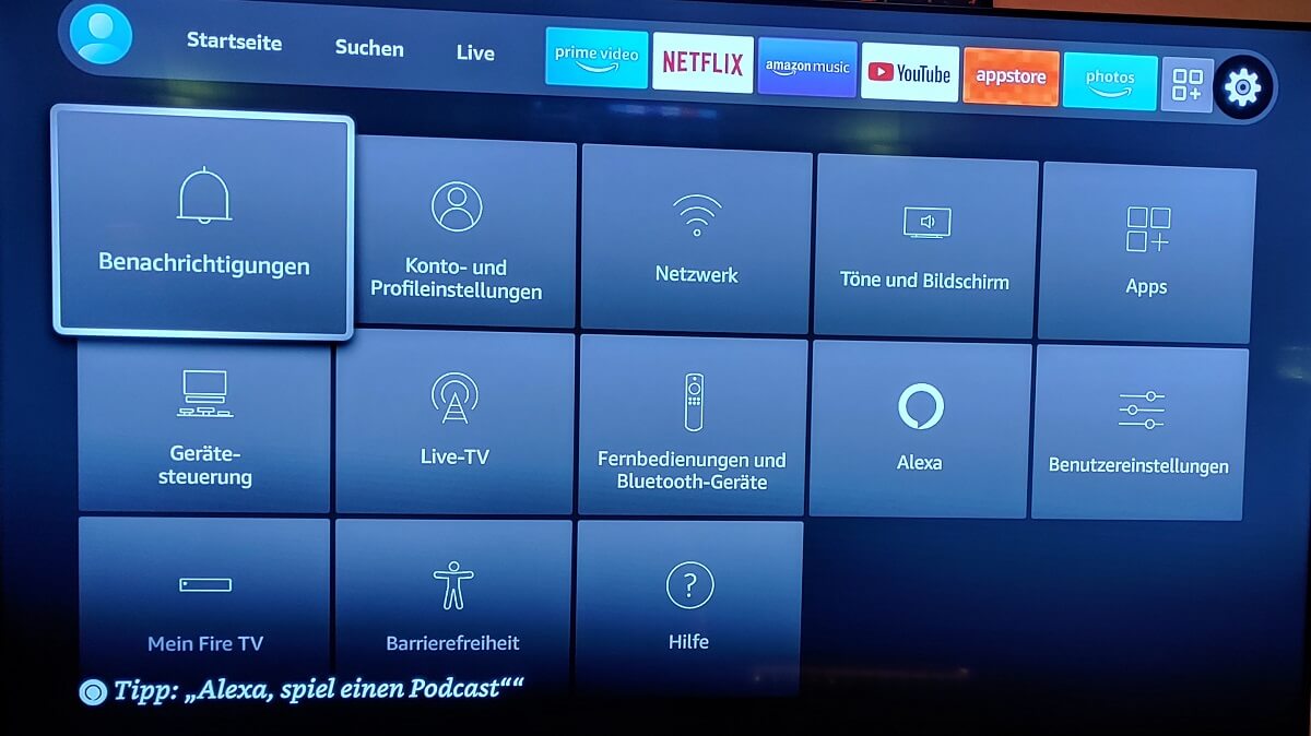 4K Fire TV MAX - Einstellungsmenue