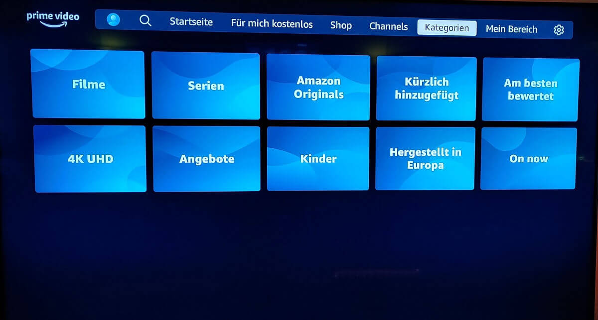 4K Fire TV MAX - Kategorien Uebersicht