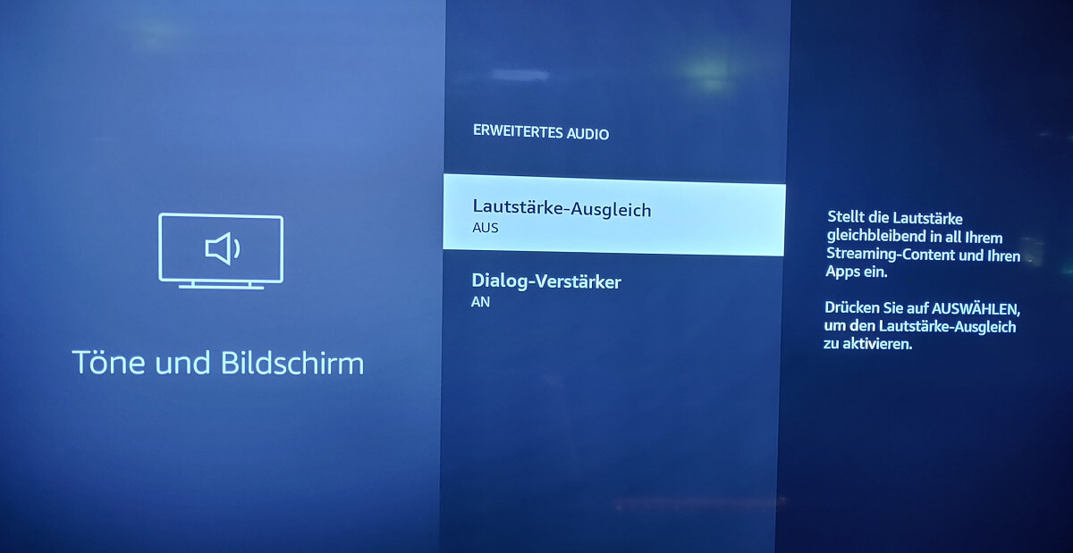 4K Fire TV MAX - Lautstaerkeausgleich